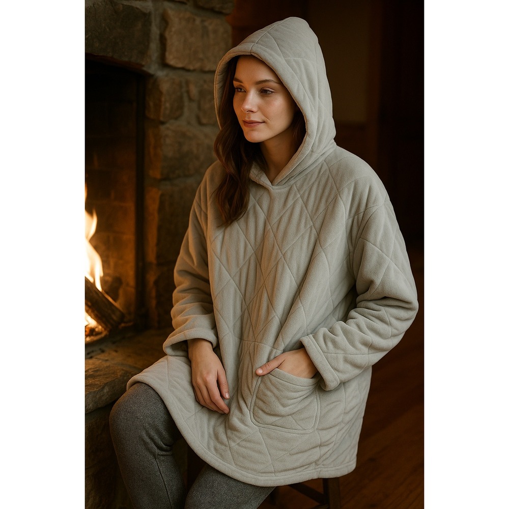 Berkshire Blanket Quilted‎ Lounger Hoodie Coat Plush Lined Gray XL Cozy Gorpcore
